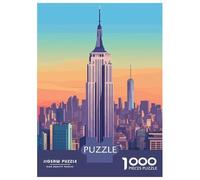 Puzzles for Adults 1000 Piece Empire State Building Skyline Jigsaw Brain Teaser Game Presents for Women Unique Birthday And Xmas Gifts 70x50cm/1000pcs