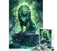 Puzzles for Adults 1000 Piece Epic Emerald Lion Educational Toy Birthday Gift for Educational Game Enhance Love between Couples Size 38x52cm