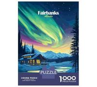 Puzzles for Adults 1000 Piece Fairbanks Alaska Aurora Borealis Jigsaw for Adults Relax Games Difficult Hard Unique Birthday And Xmas Gifts 70x50cm/1000pcs