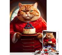 Puzzles for Adults 1000 Piece Fat Cat Cake Boss Educational Toy Birthday Gift for Educational Game Enhance Love between Couples Size 50x75cm