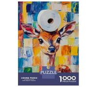 Puzzles for Adults 1000 Piece Fawn with Toilet Paper Hat Jigsaws for Adults Brain Teaser Game Analysis And Logic Fun at Home Activities, 52x38cm/1000pcs