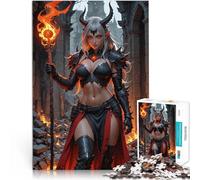 Puzzles for Adults 1000 Piece Fiery Demoness Sorceress Succubus Quizspiel Wanddekoration Einzigartige Geburtstags- und Weihnachtsgeschenke52x38cm