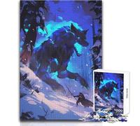 Puzzles for Adults 1000 Piece Fiery Wolf in Snowy Forest Peaceful And Satisfying Pastime Perfect Interlock Precision Cut Toy Size 50x75cm