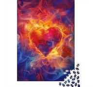 Puzzles for Adults 1000 Piece Flame Love Creative Wooden Puzzles-Puzzle Hands-on Game Jigsaw-Family Decoration 1000pcs (75x50cm)