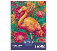 Puzzles for Adults 1000 Piece Flamingo in Floral Paradise Puzzle for Adults Brain Teaser Game Home Decoration Christmas Birthday Gifts 38x26cm/1000pcs
