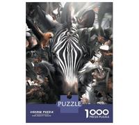 Puzzles for Adults 1000 Piece Floral Zebra Jigsaws for Adults Brain Teaser Game Analysis And Logic Fun at Home Activities, 38x26cm/1000pcs
