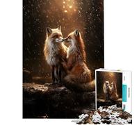 Puzzles for Adults 1000 Piece Fox Couple in Love Educational Game Learning Educational Toys Secret Santa Gifts Improve Memory (Size 75x50cm)