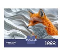 Puzzles for Adults 1000 Piece Fox Portrait in White Abstract Waves Puzzle for Adults Brain Teaser Game Home Decoration Christmas Birthday Gifts 70x50cm/1000pcs