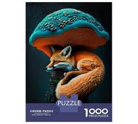 Puzzles for Adults 1000 Piece Fox Sleeping Mushroom Puzzle for Adults Brain Teaser Game Home Decoration Christmas Birthday Gifts 70x50cm/1000pcs