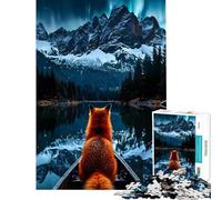 Puzzles for Adults 1000 Piece Fox Under Aurora Borealis Northern Lights Help The Brain Exercise But Fun And Humorous Toy Wall Decor for And from 14 Years And over (50x75cm)
