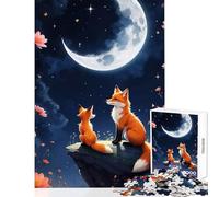 Puzzles for Adults 1000 Piece Foxes Under The Moonlit Sky Jigsaws for Adults Puzzle Staycation Kill Time for Birthday, Chrismas Birthday And Unique Gifts (50x75cm)