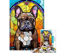 Puzzles for Adults 1000 Piece French Bulldog Stained Help The Brain Exercise Analysis And Logic Hands-on Game for And from 14 Years And over (38x52cm)