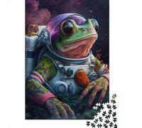 Puzzles for Adults 1000 Piece Frog Space Astronaut8 Creative Wooden Puzzles-Puzzle Hands-on Game Jigsaw-Family Decoration 1000pcs (75x50cm)