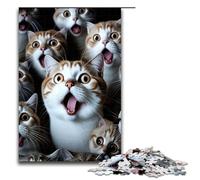 Puzzles for Adults 1000 Piece Funny Cat Surprised Toy Intellectual Game Is Ideal As A Gift for The Whole Family 75x50cm