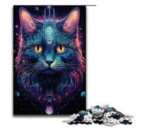 Puzzles for Adults 1000 Piece Future Colorful Psychedelic Cat1 Pattern Assembly Help The Brain Exercise Addictive Toys to Cultivate Patience 1000 PCS