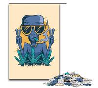Puzzles for Adults 1000 Piece Gangsta Alien Smoking Weed Pattern Assembly Help The Brain Exercise Addictive Toys to Cultivate Patience 75x50cm