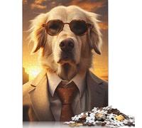 Puzzles for Adults 1000 Piece Gentleman Golden Retriever Creative Paper Puzzles-Puzzle Hands-on Game Jigsaw-Family Decoration 1000pcs (75x50cm)