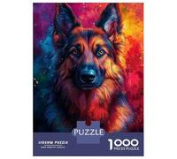 Puzzles for Adults 1000 Piece German Shepherd Pop Art Portrait Puzzle for Adults Brain Teaser Game Home Decoration Christmas Birthday Gifts 52x38cm/1000pcs