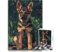 Puzzles for Adults 1000 Piece German Shepherd Puppy Peaceful And Satisfying Pastime Perfect Interlock Precision Cut Toy Size 50x75cm
