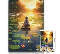 Puzzles for Adults 1000 Piece Girl Boat Sunset Peaceful And Satisfying Pastime Perfect Interlock Precision Cut Toy Size 50x75cm
