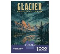 Puzzles for Adults 1000 Piece Glacier National Park Vintage Jigsaw Brain Teaser Game Presents for Women Unique Birthday And Xmas Gifts 52x38cm/1000pcs