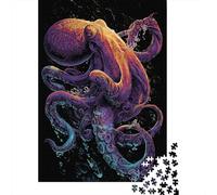 Puzzles for Adults 1000 Piece Glowing Octopus Art Print Puzzle for Adults Relaxing Games Staycation Kill Time Unique Birthday And Xmas Gifts 52x38cm/1000pcs