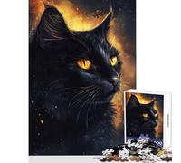 Puzzles for Adults 1000 Piece Golden Eyes, Midnight Feline Brain Teaser Game Difficult Challenge Anti-Stress Toys Fun Activities at Home (50X75cm)