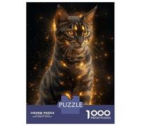 Puzzles for Adults 1000 Piece Golden Glow Bengal Cat - Mystical Feline Art - Enchanted Cat Portrait Adult Jigsaw Puzzle Brain Teaser Game But Fun And Humorous Challenging Game Gifts 38x26cm/1000pcs