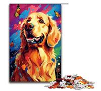 Puzzles for Adults 1000 Piece Golden Retriever And Butterfly And Butterfly Toy Intellectual Game Is Ideal As A Gift for The Whole Family 75x50cm