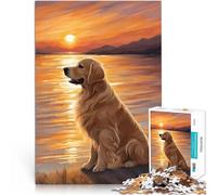 Puzzles for Adults 1000 Piece Golden Retriever sunset Staycation Kill time 26x38cm Unique Birthday and Gifts for Age 14+