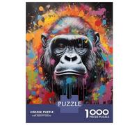 Puzzles for Adults 1000 Piece Gorilla Banksy Street Art Jigsaws for Adults Brain Teaser Game Analysis And Logic Fun at Home Activities, 38x26cm/1000pcs