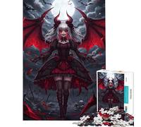 Puzzles for Adults 1000 Piece Gothic Devil Girl with Red Wings Help The Brain Exercise Analysis And Logic Hands-on Game for And from 14 Years And over (38x52cm)