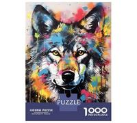 Puzzles for Adults 1000 Piece Gray Wolf Banksy Graffiti Jigsaws for Adults Brain Teaser Game Analysis And Logic Fun at Home Activities, 38x26cm/1000pcs