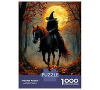 Puzzles for Adults 1000 Piece Halloween Witch on Horse-1 Jigsaw for Adults Relax Games Difficult Hard Unique Birthday And Xmas Gifts 52x38cm/1000pcs
