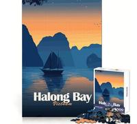 Puzzles for Adults 1000 Piece Halong Bay, Vietnam at Sunset Sharp Joint Play Logic Skill Play Calm Fun Time Christmas Wall Art (38x26cm)