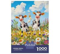 Puzzles for Adults 1000 Piece Happy Cows in A Meadow Puzzle for Adults Relaxing Games Staycation Kill Time Unique Birthday And Xmas Gifts 52x38cm/1000pcs