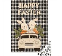 Puzzles for Adults 1000 Piece Happy Easter Bunny Decorations Puzzle for Adults Relaxing Games Staycation Kill Time Unique Birthday And Xmas Gifts 70x50cm/1000pcs