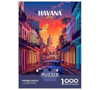 Puzzles for Adults 1000 Piece Havana Cuba Vintage Travel Jigsaw for Adults Relax Games Difficult Hard Unique Birthday And Xmas Gifts 52x38cm/1000pcs