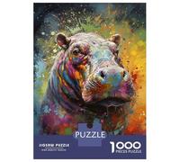 Puzzles for Adults 1000 Piece Hippo Painting Puzzle for Adults Brain Teaser Game Home Decoration Christmas Birthday Gifts 38x26cm/1000pcs