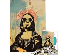 Puzzles for Adults 1000 Piece Hippy Mona Lisa Poster Art Help The Brain Exercise Analysis And Logic Hands-on Game for And from 14 Years And over (50x75cm)