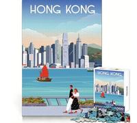 Puzzles for Adults 1000 Piece Hong Kong Skyline Fine Cut Art Mental Exercise Fun Quiet Time Game Christmas Art Display (50x75cm)