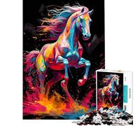 Puzzles for Adults 1000 Piece Horse Painting Poster Help The Brain Exercise Analysis And Logic Hands-on Game for And from 14 Years And over (38x26cm)