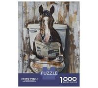 Puzzles for Adults 1000 Piece Horse Reading Newspaper in Toilet Jigsaw for Adults Relax Games Difficult Hard Unique Birthday And Xmas Gifts 38x26cm/1000pcs