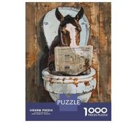 Puzzles for Adults 1000 Piece Horse Reading Newspaper on Toilet Jigsaw for Adults Relax Games Difficult Hard Unique Birthday And Xmas Gifts 70x50cm/1000pcs