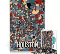 Puzzles for Adults 1000 Piece Houston Earthtone City Map Neat Edge Decor Mental Challenge Toy Chill Time Play Christmas Art Gift (50x75cm)
