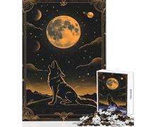 Puzzles for Adults 1000 Piece Howling Wolf Tarot Card Educational Toy Birthday Gift for Educational Game Enhance Love between Couples Size 38x52cm