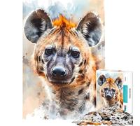 Puzzles for Adults 1000 Piece Hyena Watercolor Help The Brain Exercise Analysis And Logic Hands-on Game for And from 14 Years And over (50x75cm)
