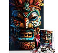 Puzzles for Adults 1000 Piece Indigenous Tiki Tribe Mask Brain Teaser Game But Fun And Humorous Toy Wall Decor Fun Activities at Home (75X50CM)