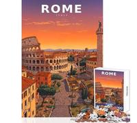 Puzzles for Adults 1000 Piece Italy Landscape Vintage Retro - Sunset Over Eternal Rome Jigsaw Puzzles 1000 Educational Game Gifts for Women Men Difficult Challenge (38x26cm)