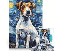 Puzzles for Adults 1000 Piece Jack Russell Terrier Night, Educational Games, Difficult And Challenge, Christmas Birthday Gifts (38x26cm)